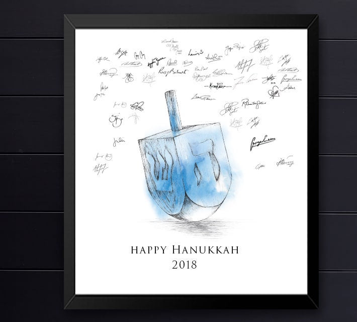 Dreidel, Jewish Holiday Guestbook Print, Guest Book, Bridal Shower, Wedding, Alternative GuestBook, Sign-in  (8 x 10 - 24 x 36)