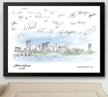 Richmond Watercolor Skyline Guestbook Print, Guest Book, Richmond, VA, Bridal Shower, Wedding, Custom, Alternative Guest Book, Wedding Sign