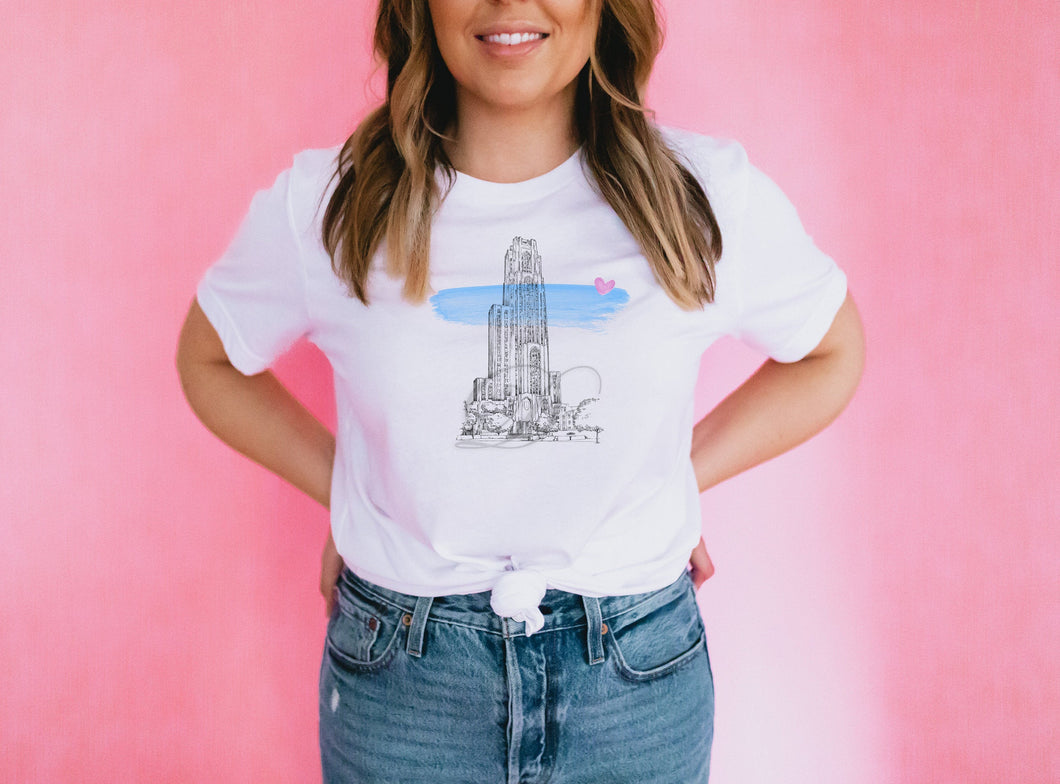 University of Pittsburgh Wearable Fine Art Shirt, Hand Drawn, T-Shirt, Alumni, Gift, Christmas Gift, Graduation, Gifts under 25