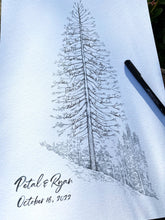 New! Wedding Guest Book Alternative Pine Tree, Boho guestbook, Guests Signatures, Print, Guestbook, Bridal Shower, Family Reunion