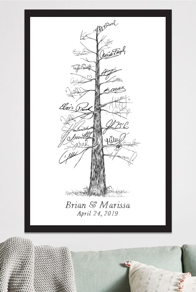Signature Tree Alternative Guest Book Print, Pine Tree, Guest Book, Bridal Shower, Wedding, Custom, Alternative, Baby Shower, Birthday, Family Reunion, Corporate - Darlington Guestbooks